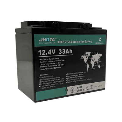 12.4V 33Ah Batería de iones de sodio Protección de sobrecarga Cascada de plástico